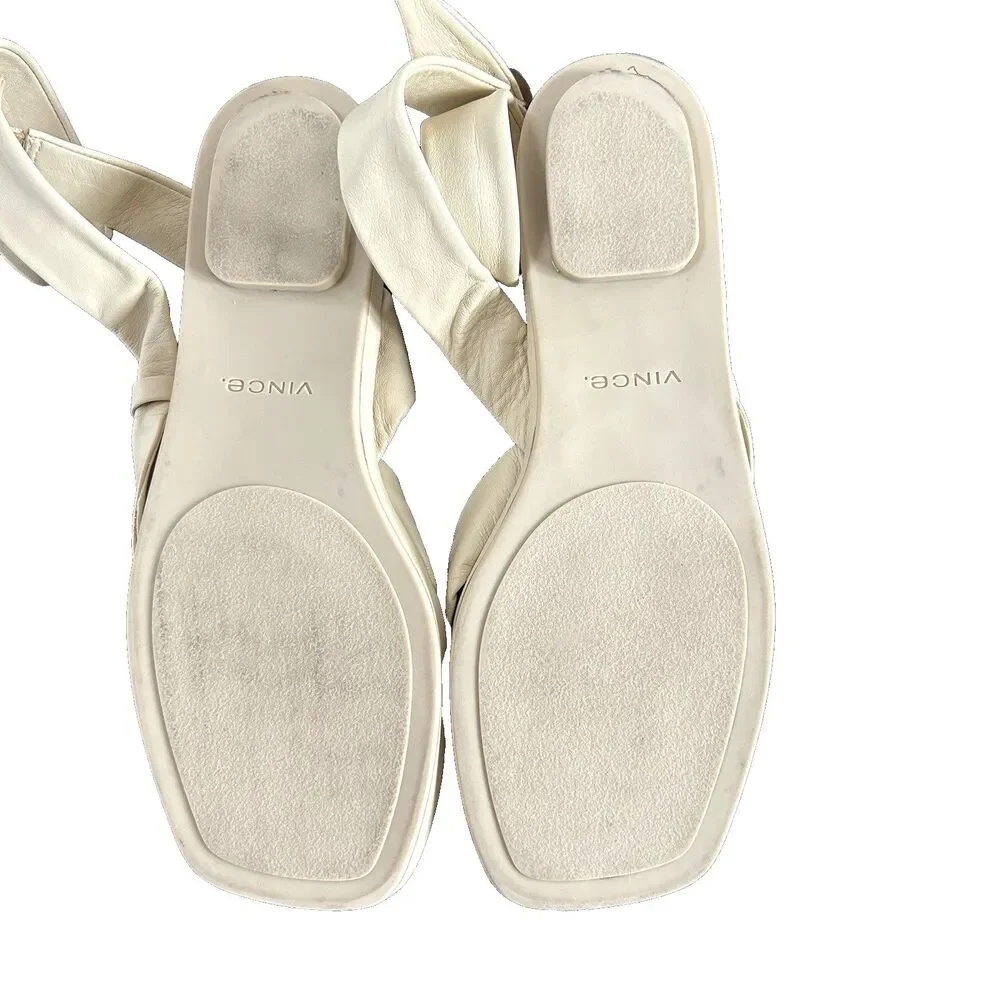 Vince Reza Ankle Strap Sandals Soft Leather Cream Col Sz 39 EU/9 M